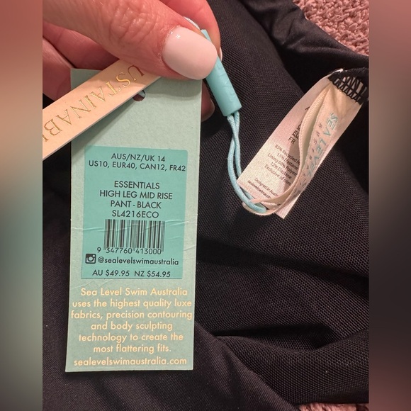 Sea Level Essentials High Leg Mid Rise Bikini Bottoms in Black - Picture 8 of 8